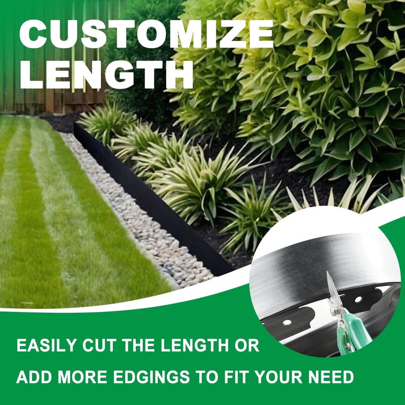 H HUGELEAF Hugeleaf Landscape Edging Kit 40 Feet with 48pcs Spikes, 4 Inches Garden Edging Flexible Landscape Lawn Border for Flower Beds Yard Pathway - Image 5